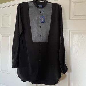 Polo Ralph Lauren leather & silk tunic shirt